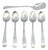 Silver Coffee Spoons and Sugar Scoop with Fluted Handles, Set of 6 For Sale