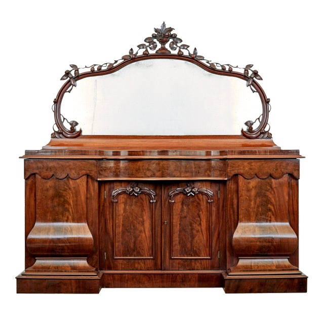 High Victorian Flame-Shaped Mahogany Sideboard with Mirror, 1860s For Sale - Image 14 of 14