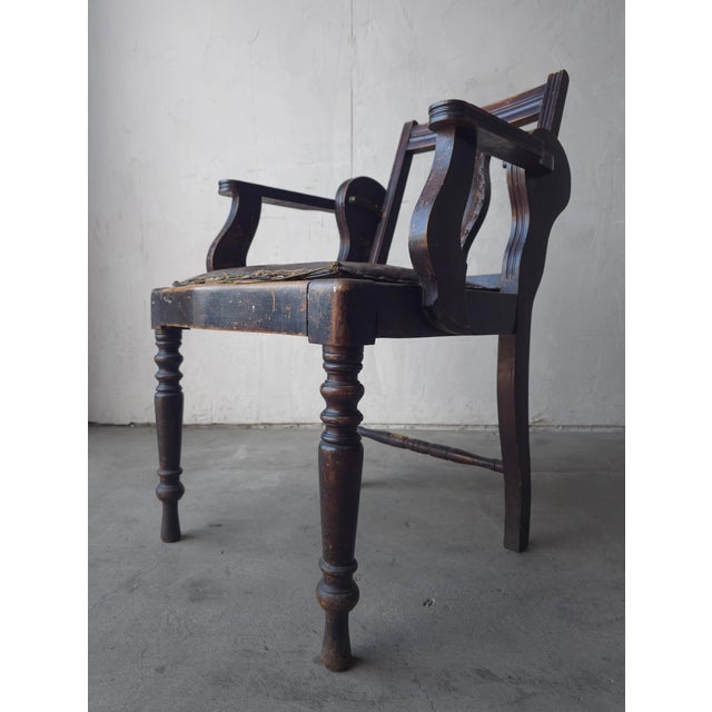 Antique 1900s Edwardian Adjustable Barber's Chair For Sale - Image 4 of 12