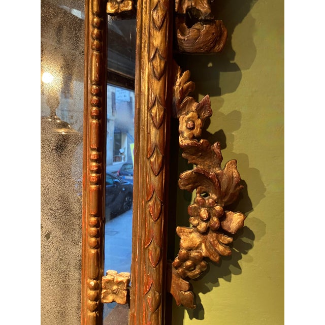Glass Large 19th Century French Giltwood Marriage Mirror Antique Overmantel Mirror with Original Mercury Foxed Glass For Sale - Image 7 of 13