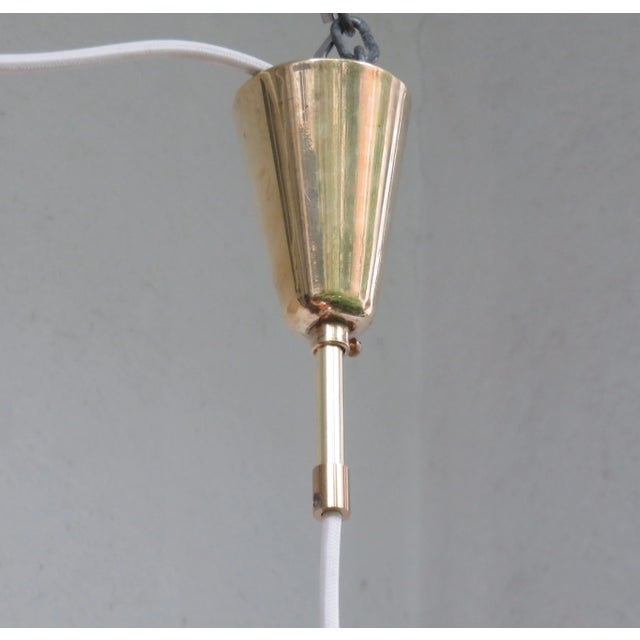 Large Flashed Glass & Brass Cylinder Ceiling Lamps Attributed to Peill & Putzler, 1960s, Set of 2 For Sale - Image 13 of 14