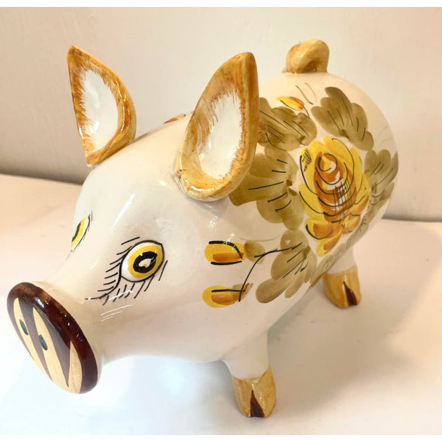 Italian Vintage Italian Hand Painted Ceramic Piggy Bank For Sale - Image 3 of 11