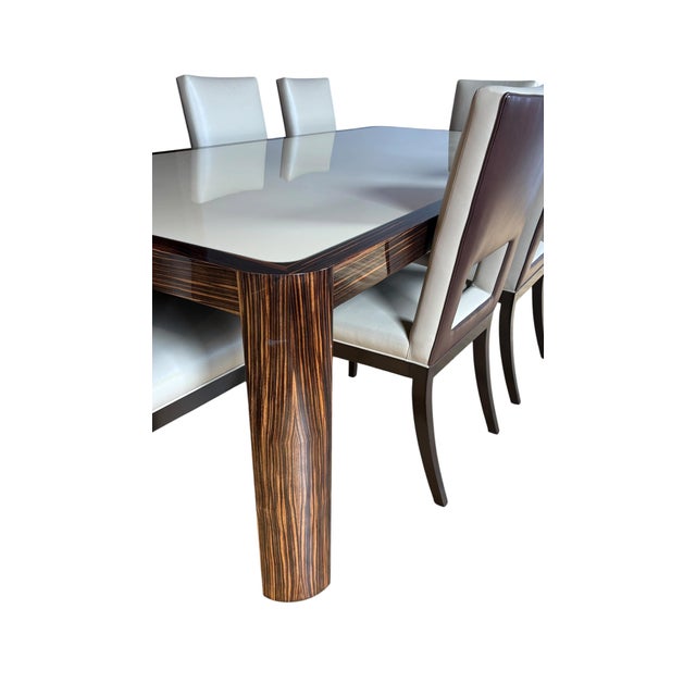 Wood Set of 10 - Christian Liaigre Style Leather Chairs For Sale - Image 7 of 7