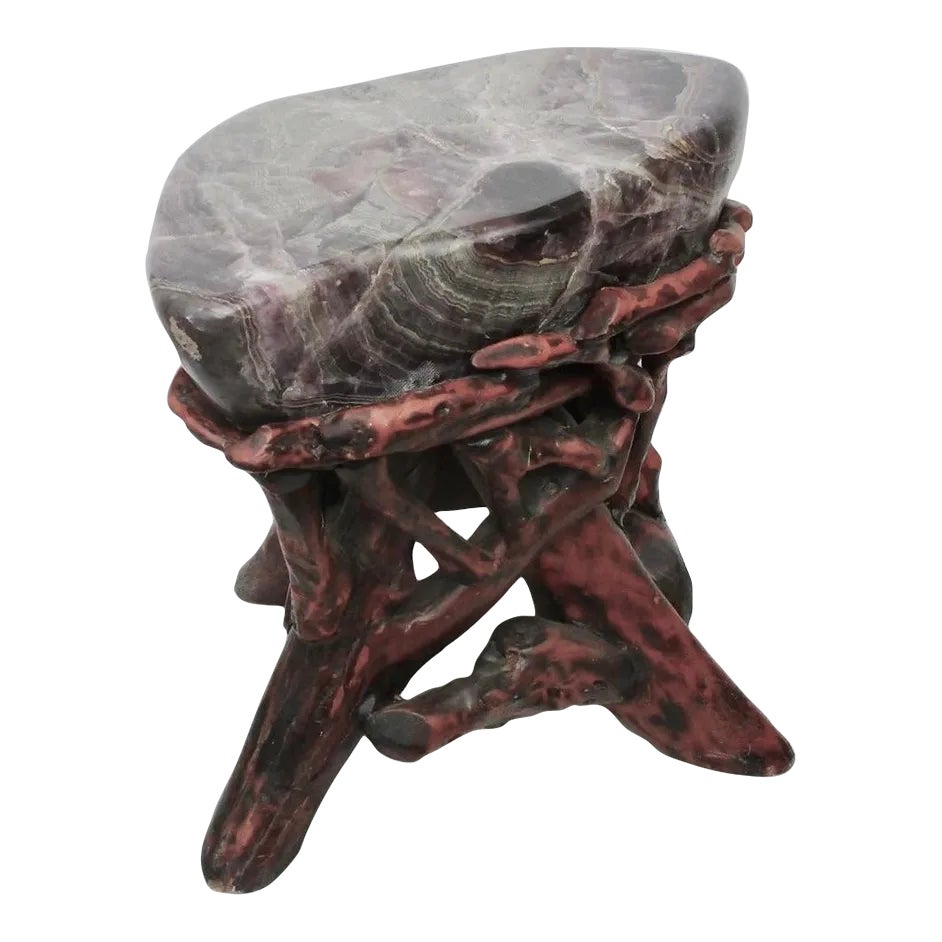 Chinese Fluorite Stone Root Table Circa 1990s | Chairish