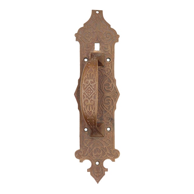 Antique 12.125 In. Bronze Victorian Door Pull For Sale