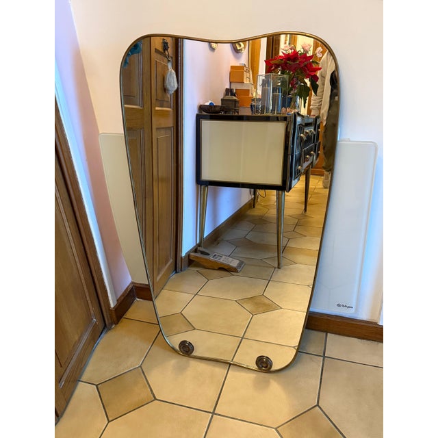 Italian Modernist Gilded Brass Mirror in the style of Gio Ponti, 1960s For Sale - Image 17 of 18