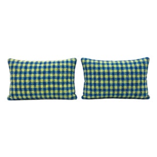 Bohemian Turkish Kilim Lumbar Rug Pillow Cover 15'' X 24'' - Set of Two For Sale