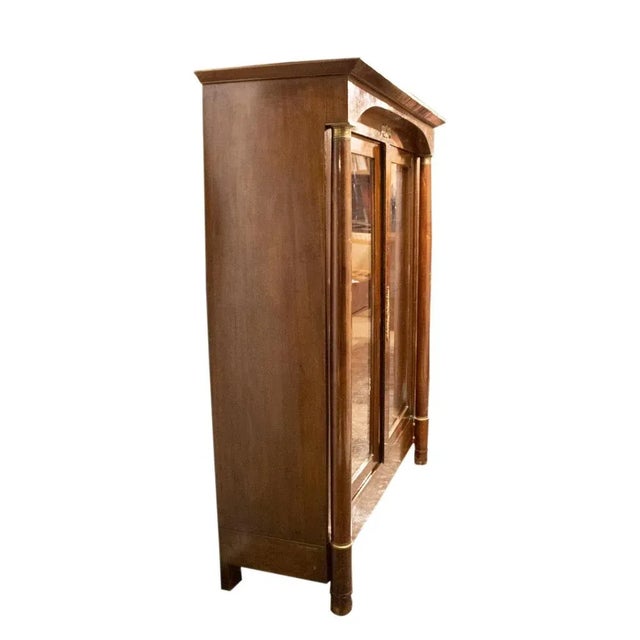 Wood French Two-Door Oak Display Cabinet with Bronze Details, 1850 For Sale - Image 7 of 11