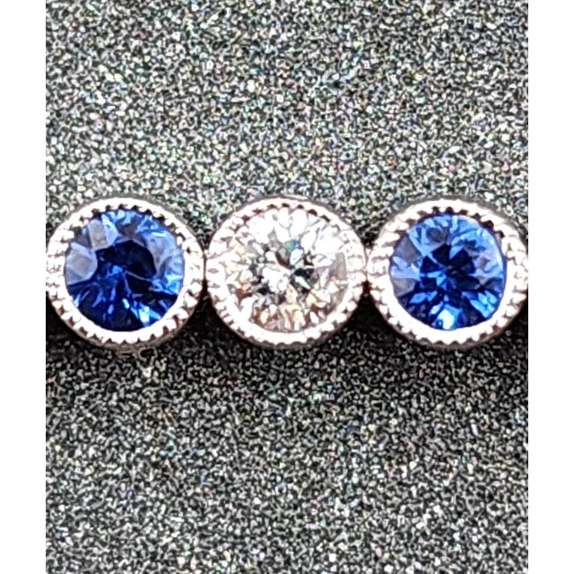 2.20 Ct Natural Ceylon Sapphire & Diamond Tennis Bracelet For Sale - Image 4 of 8