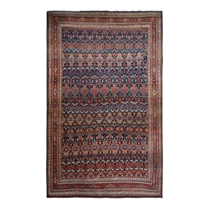1910 12'6"x20'1" Midnight Blue Antique Persian Bijar Wool Hand Knotted Oversized Rug