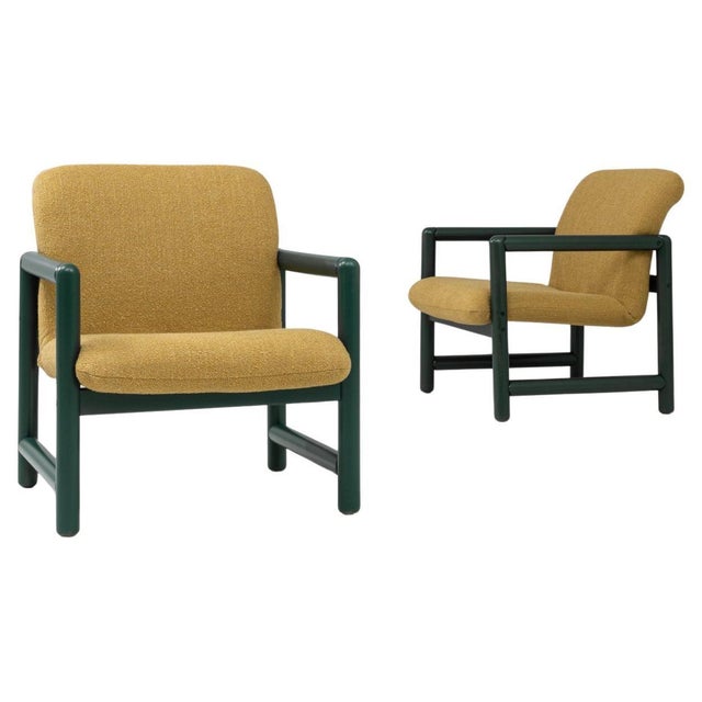 20th Century Czech Lounge Chairs With Green Frames and Yellow Upholstery - A Pair For Sale - Image 15 of 18