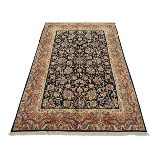 Sarouk Rug 7’1” X 9’11” Blue Wool Vintage Traditional Hand-Knotted Carpet For Sale