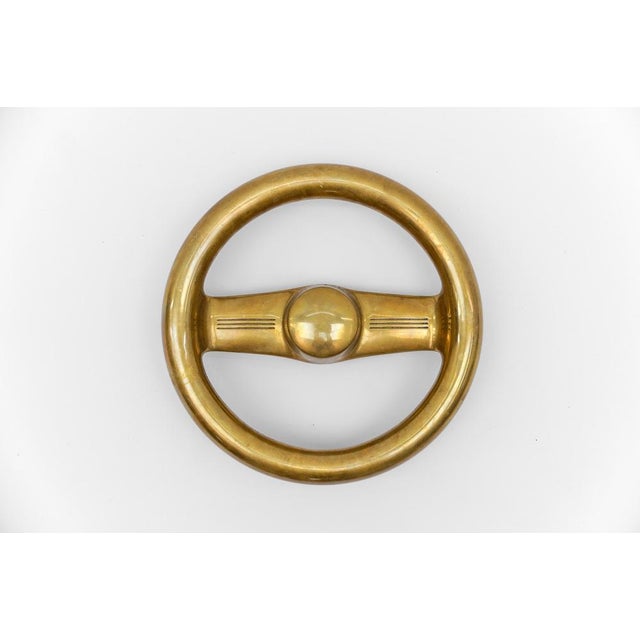 Mid-Century Modern round solid brass safe handle, 1950s Germany 5.9kg massive brass. Very good condition, light wear of...