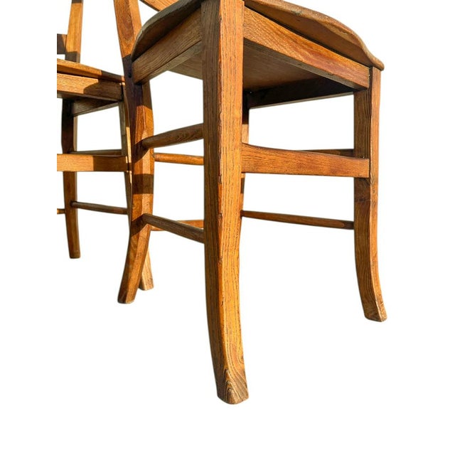 Tan Early 20th Century Elm Wood Dining Chairs, 1890s, Set of 2 For Sale - Image 8 of 14