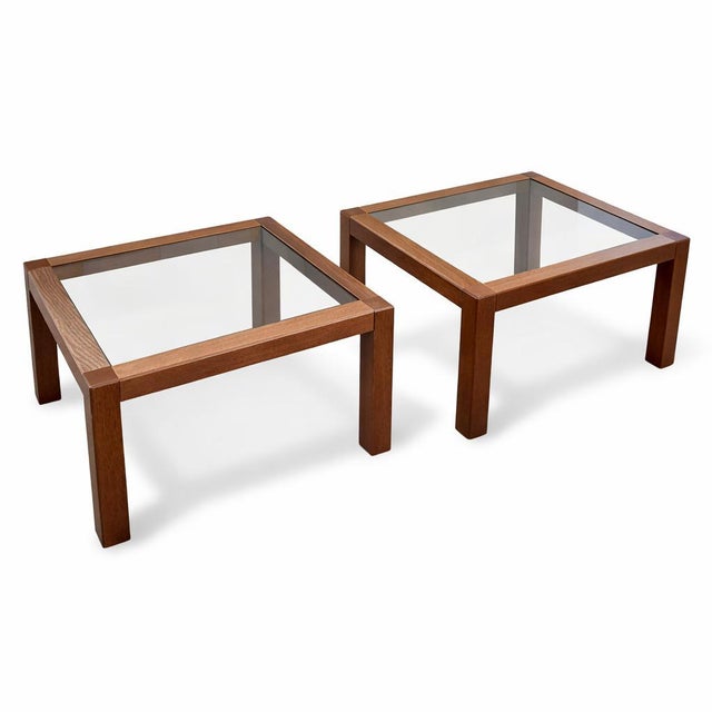 Mid-Century Modern Italian Walnut and Smoked Glass Coffee Tables, Set of 2 For Sale - Image 8 of 8
