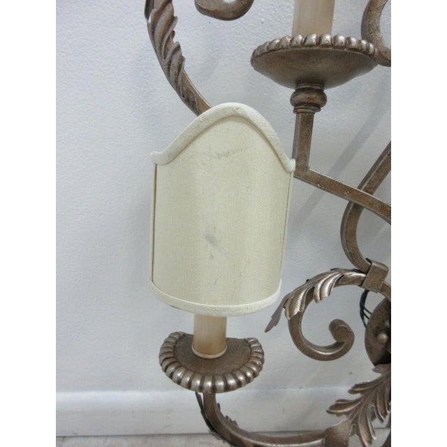 Metal 1990s Fine Art Lamps French Regency Wrought Iron Acanthus Leaf Wall Sconce Lamp A For Sale - Image 7 of 11
