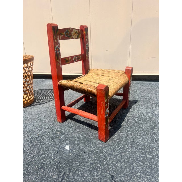 Vintage Mexican Folk Art Children’s Chair For Sale - Image 9 of 11