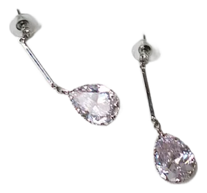 Late 20th Century Diamond-Esque Pear Dangle Drop Earrings, Pair