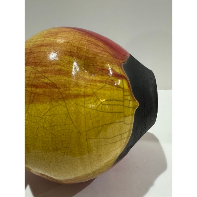 Peter Aslan Raku Pottery Orb Vase Multicolor Crackle Glaze Studio Ceramic For Sale In Atlanta - Image 6 of 13