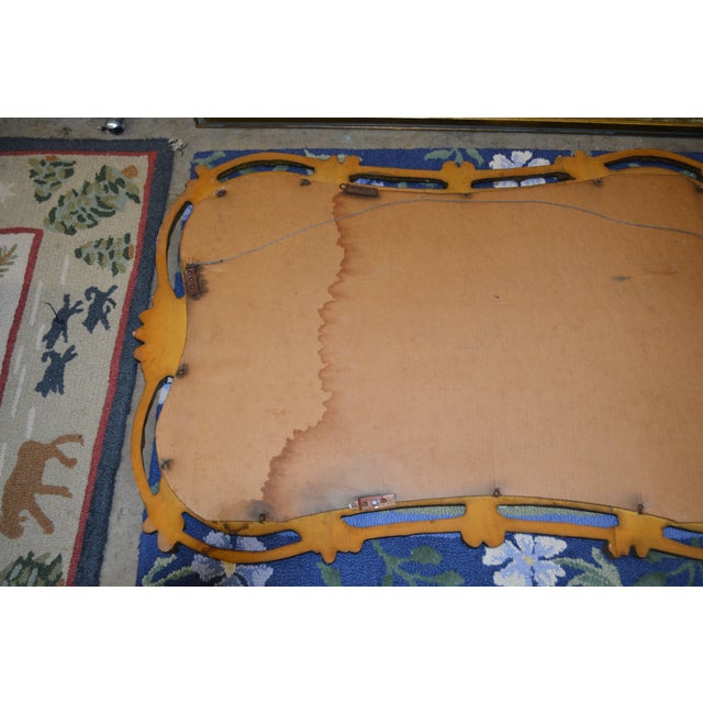 Vintage Large Ornate Wavy Scrolled Edge Gold Wall / Mantel Mirror For Sale - Image 11 of 15