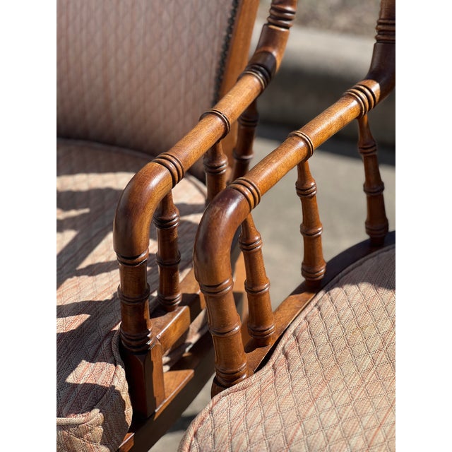 Kittinger Style Faux Bamboo Chairs and Petite Game Table For Sale - Image 18 of 18