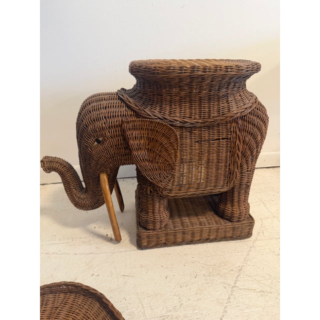 Vintage Wicker Elephant Tray Table Natural Finish For Sale - Image 11 of 12