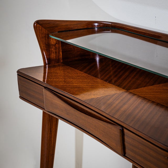 Brown Wall Console With Glass Shelf, Italy, Mid-20th Century For Sale - Image 8 of 10