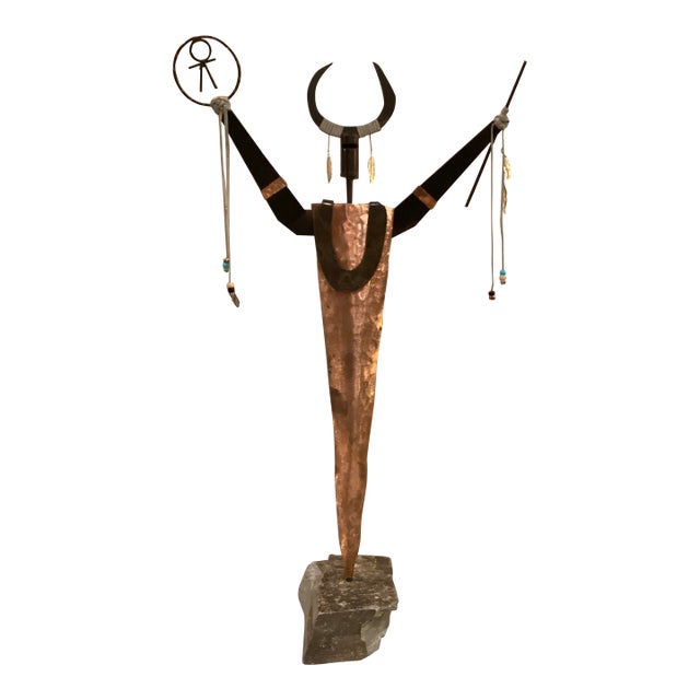 Mid 20th Century Shaman Mixed Metal Sculpture Attributed to Bill Worrell (1936-2021) For Sale