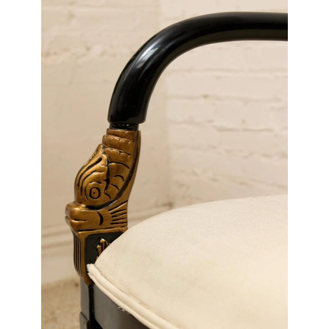 Metal Vintage Black & Gold Neoclassical Armchair For Sale - Image 7 of 12