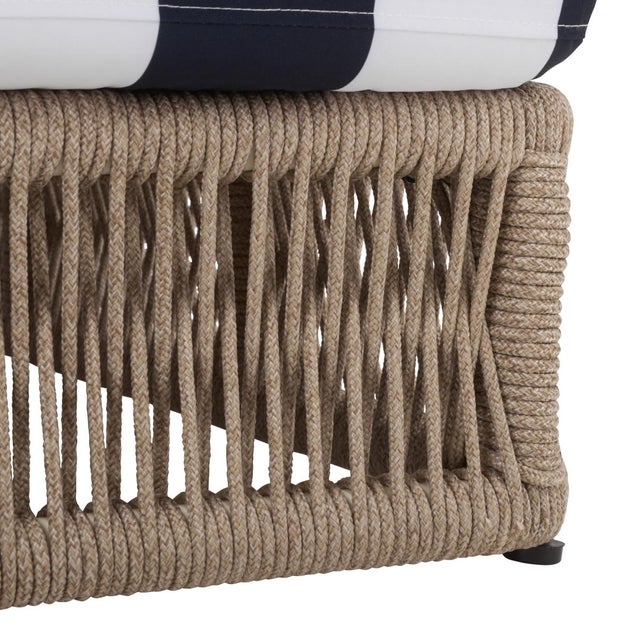 Gillian Chaise Lounge, Heather Tan/Navy Stripe For Sale - Image 9 of 12
