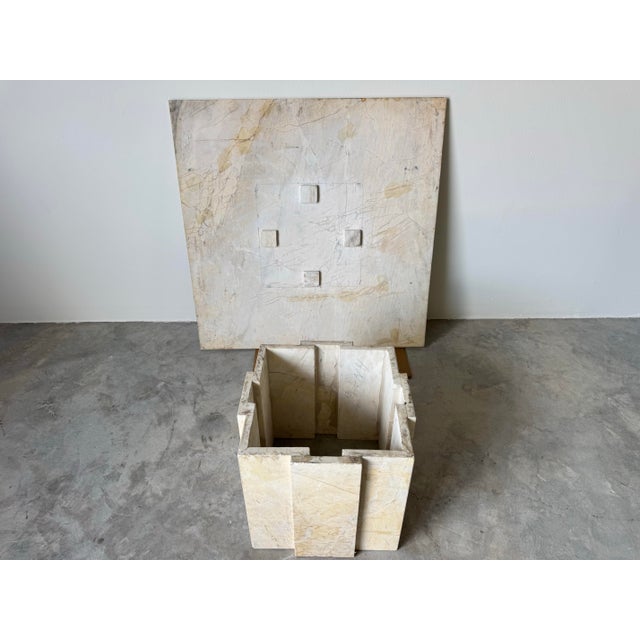 Beige 1980s Postmodern Style Beige Marble Square Coffee Table For Sale - Image 8 of 12