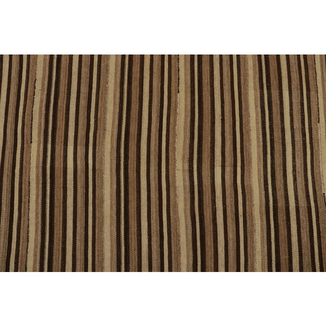 Vintage Bidjar Persian Kilim Rug in Beige-Brown Stripes by Rug & Kilim For Sale In New York - Image 6 of 8