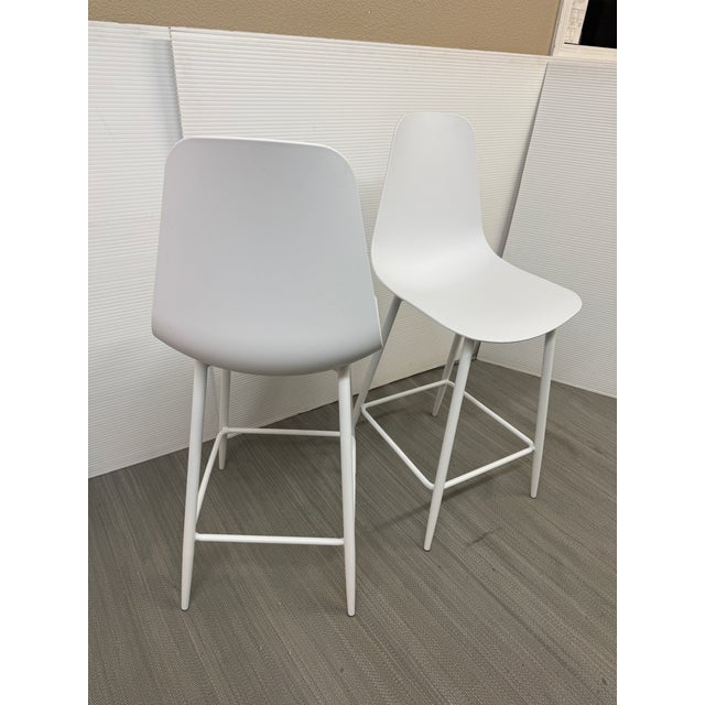 Article Svelti Pure White Counter Stools, Pair For Sale In San Francisco - Image 6 of 12