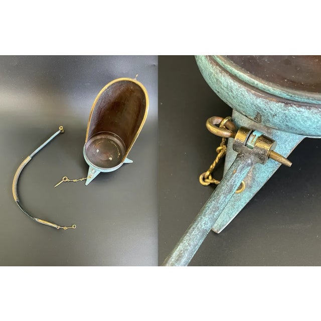 Vintage Pal-Bell Israel Bronze Verdigris Enamel Kiddush Wine Bottle Holder Caddy For Sale - Image 10 of 13