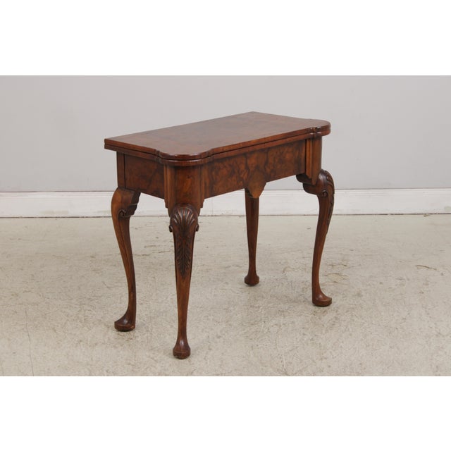English Vintage Burlwood English George II Game Table For Sale - Image 3 of 15