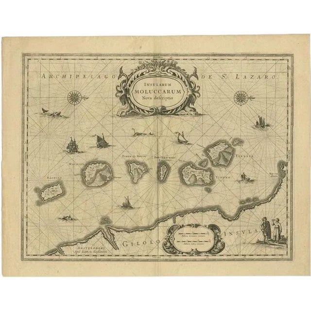 Antique Insularum Moluccarum Nova Descriptio Map attributed to Janssonius, 1650s For Sale - Image 5 of 5