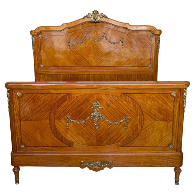 1920s French Neoclassical Burl Maple Full Size Bed Frame For Sale - Image 15 of 18