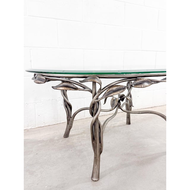 Vintage Robb & Stucky Hollywood Regency Vine Palm Floral Wrought Iron Coffee Table For Sale - Image 9 of 11