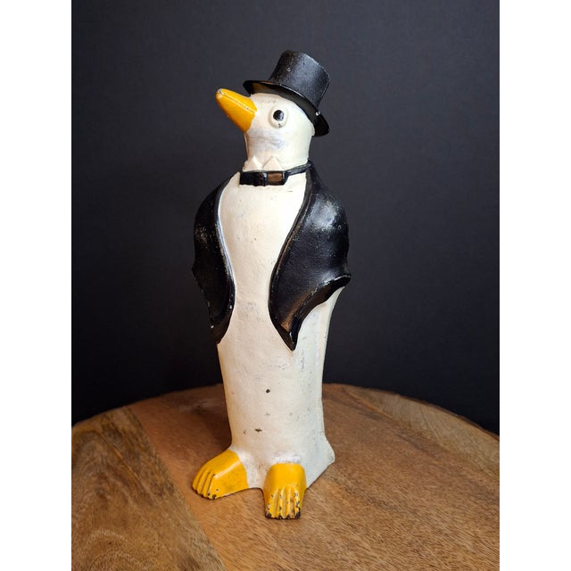 Antique Hubley #463 Cast Iron Dapper Penguin Top Hat Bow Tie Doorstop Circa 1930s For Sale - Image 14 of 18