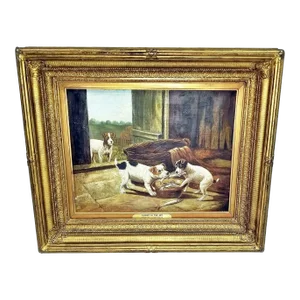 19c English Oil Painting, Jack Russels, v. Newton