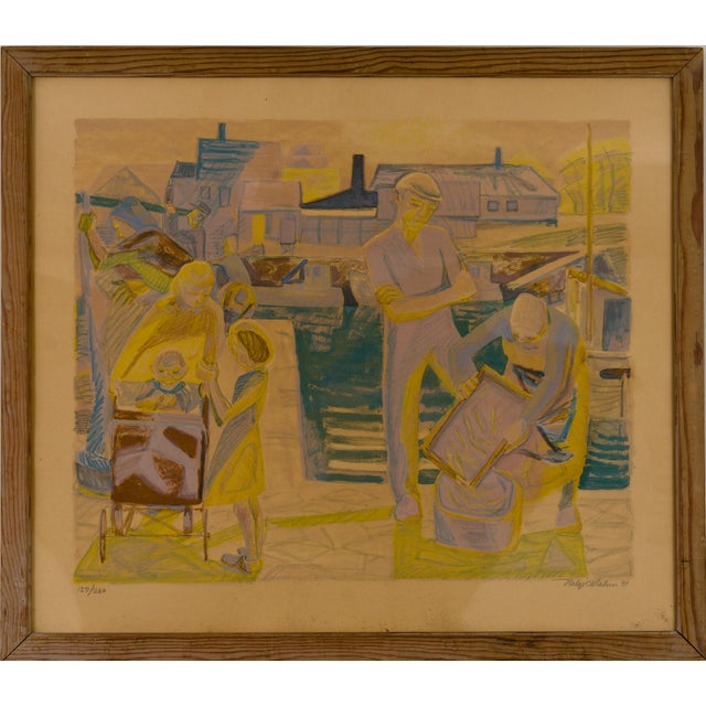 Helge Nielsen, Large Danish Harbour Workers 127/260, 1951, Lithograph For Sale - Image 12 of 12