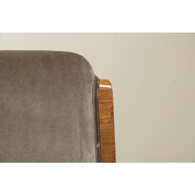 Brown Art Deco Seating Set with Chairs and Armchairs in Grey Velvet, France, 1925, Set of 10 For Sale - Image 8 of 11