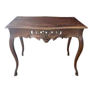 19th Century French Louis XV Carved Walnut Side Table For Sale