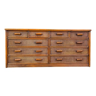 Vintage Rattan and Bamboo Chest of Drawers, 1970s For Sale