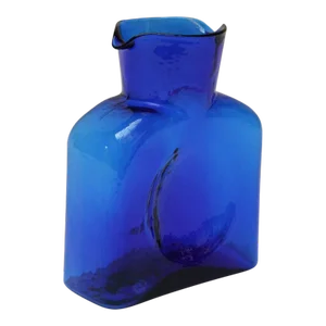 Vintage Blenko Blown Glass Cobalt Double Spout Pitcher