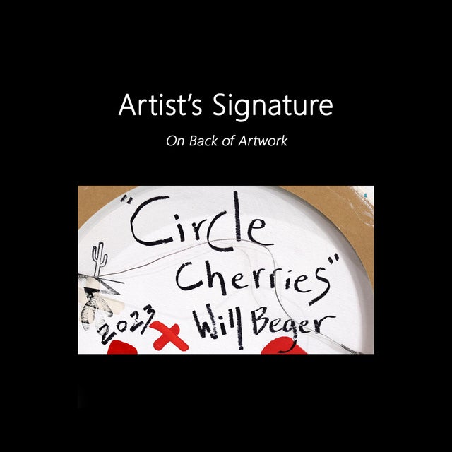 Circle Cherries - Original Vibrant Abstract Fruit Still Life Painting on Panel by Will Beger For Sale - Image 11 of 11