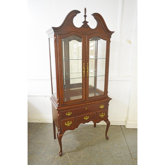 Pennsylvania House Cherry Broken Arch Top Queen Anne Beveled Glass