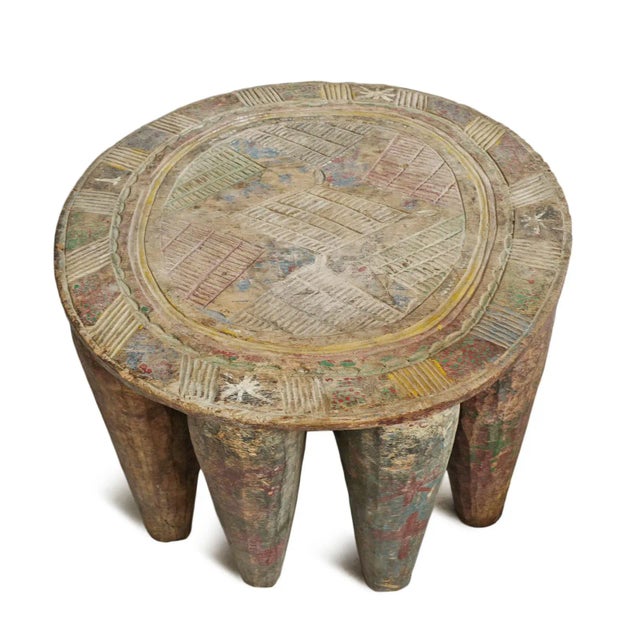 African Vintage Nupe Wood Low Stool For Sale - Image 3 of 7