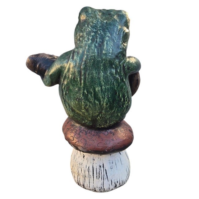1970s Anthropomorphic Frog Playing Guitar Mushroom Cement Sculpture Yard Art Statue For Sale - Image 5 of 18
