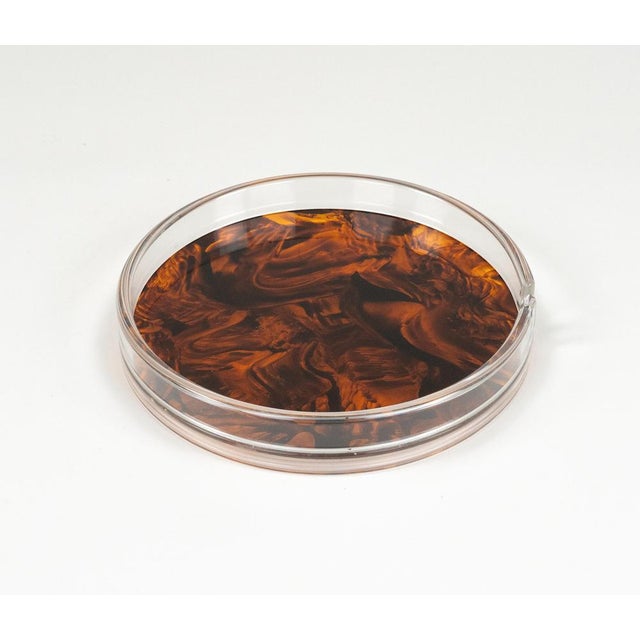Mid-Century Modern Mid-Century Faux Tortoiseshell Serving Tray in the style of Christian Dior, Italy, 1970s For Sale - Image 3 of 14